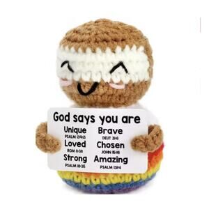 Crochet Christian Plush – “God Says You Are” Biblical Verse Gift